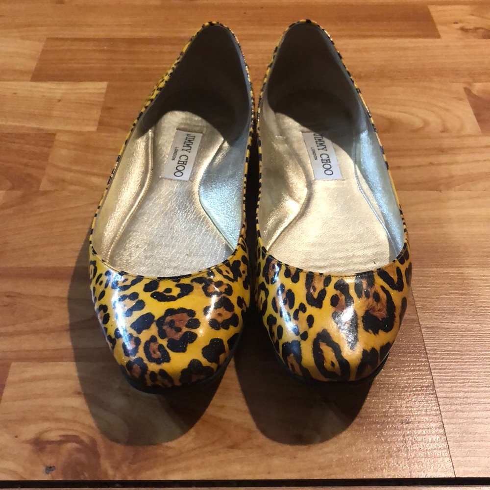 Jimmy Choo leopard patent leather print shoe
